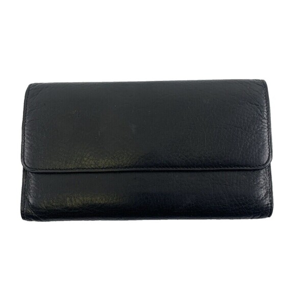 Osgoode Marley Checkbook Wallet Black Soft Leather Flap Snap Long Pen Slot ID - Picture 1 of 13